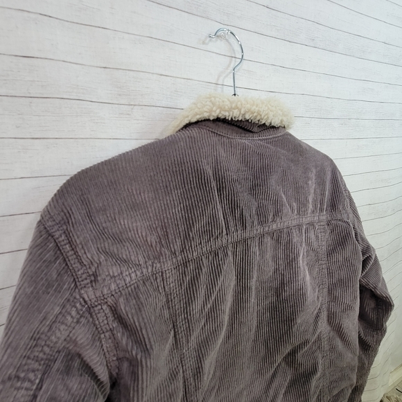 AE GRAY CORDUROY SHERPA LINED BUTTON UP JACKET, SZ XS - Picture 9 of 12